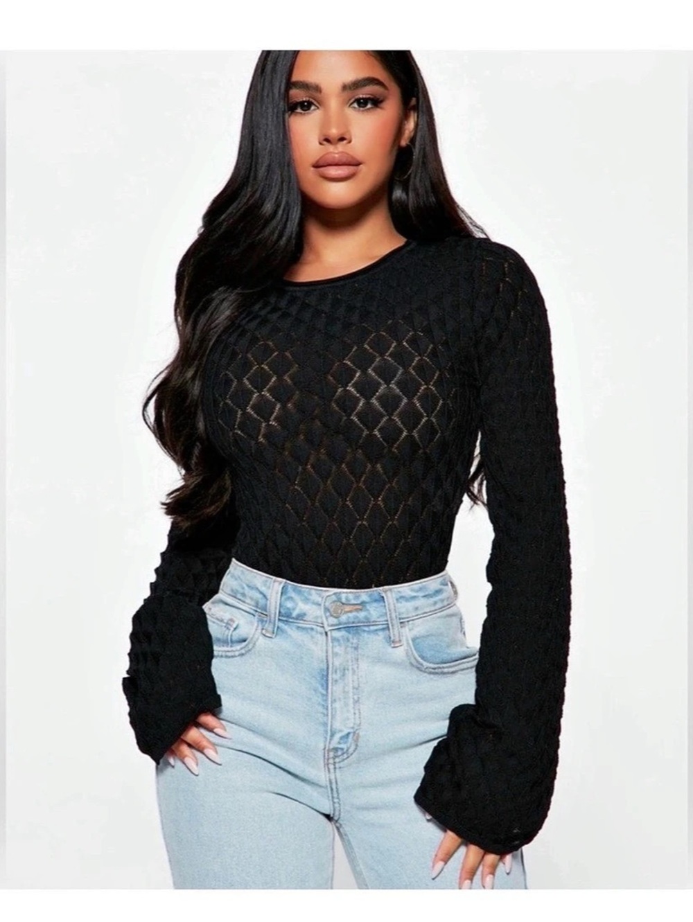 NWT Fashion Nova Hello Darling Bodysuit - 1X - Black